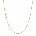 14k gold initial necklace with letter C pave diamond pendant on white background
