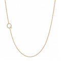14k gold initial necklace with letter Q pave diamond pendant on white background
