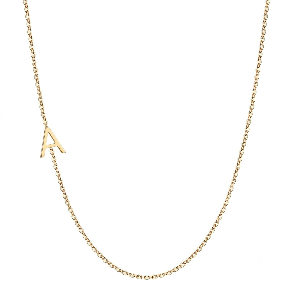 14K Gold Initial Necklace – Personalized A Letter Pendant