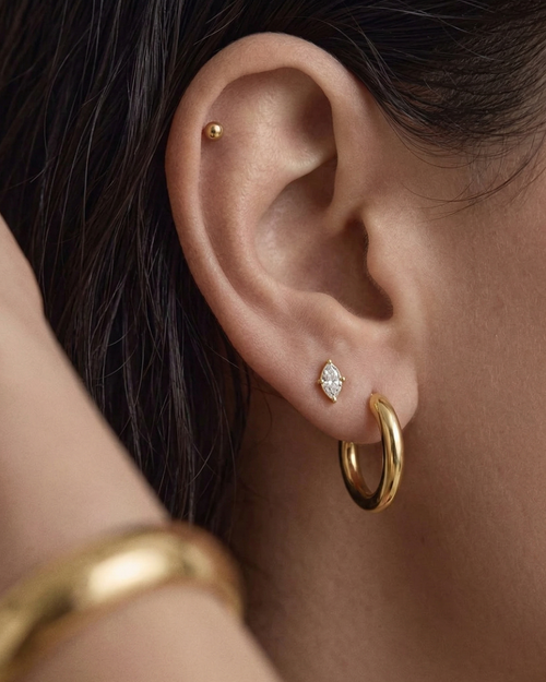 Lab Grown Sapphire Marquise Cut Studs
