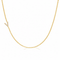 14K Gold Pave Diamond Letter V Necklace