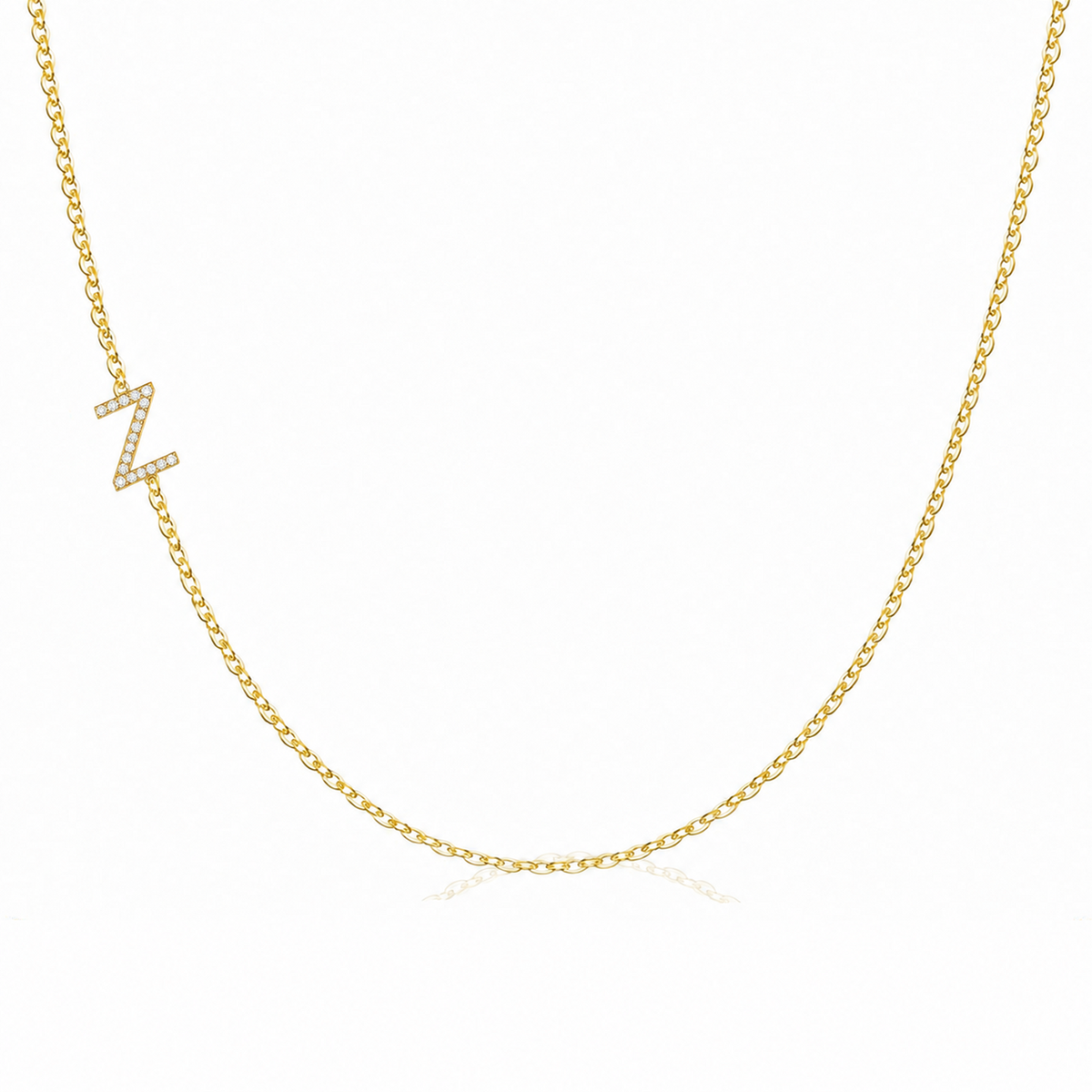 14K Gold Pave Diamond Letter Z Necklace