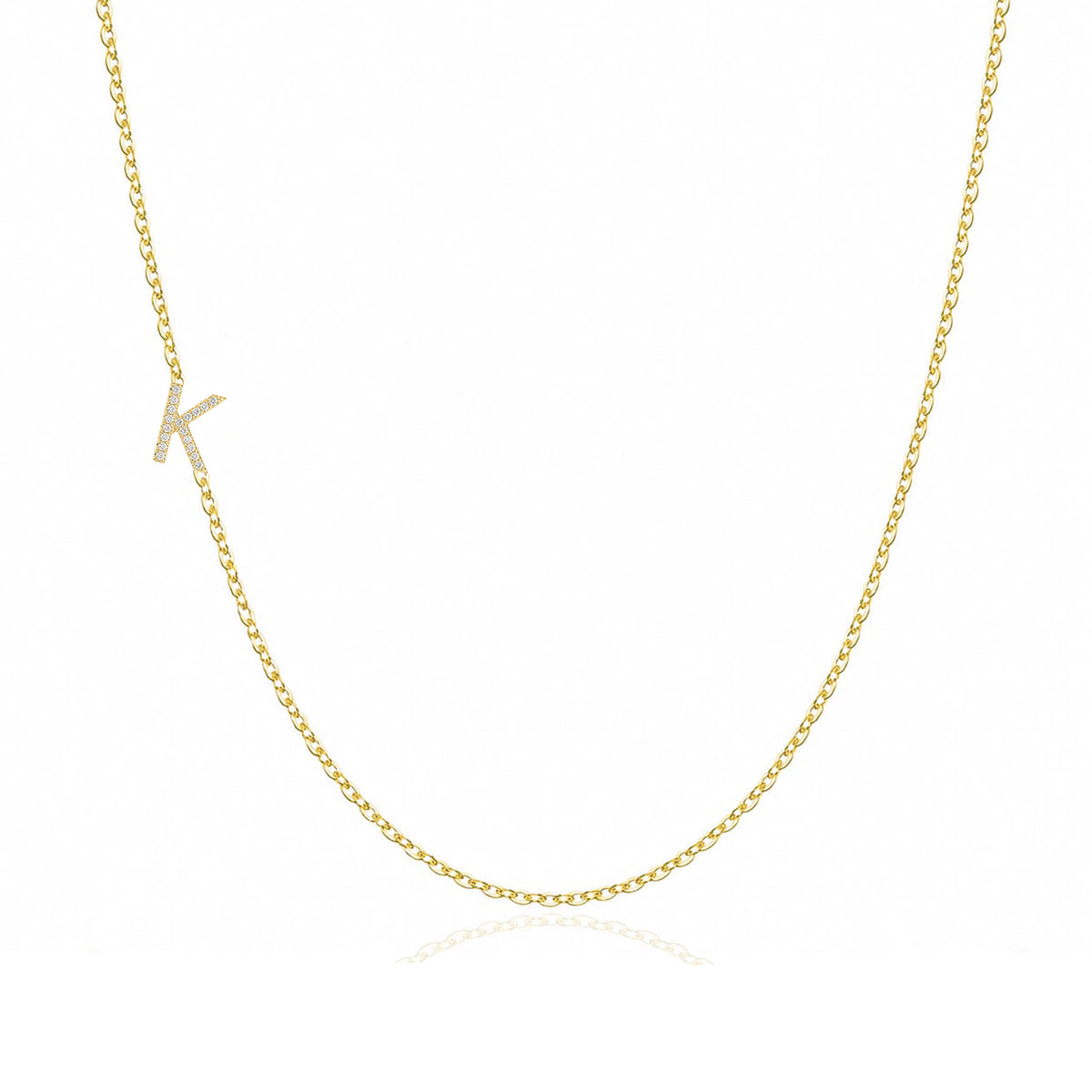 14K Gold Pave Diamond Letter K Necklace