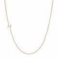 14k gold initial necklace with letter H pave diamond pendant on white background