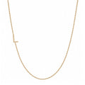 14k gold initial necklace with letter L pave diamond pendant on white background