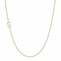 14k gold initial necklace with letter S pave diamond pendant on white background