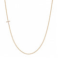 14k gold initial necklace with letter T pave diamond pendant on white background
